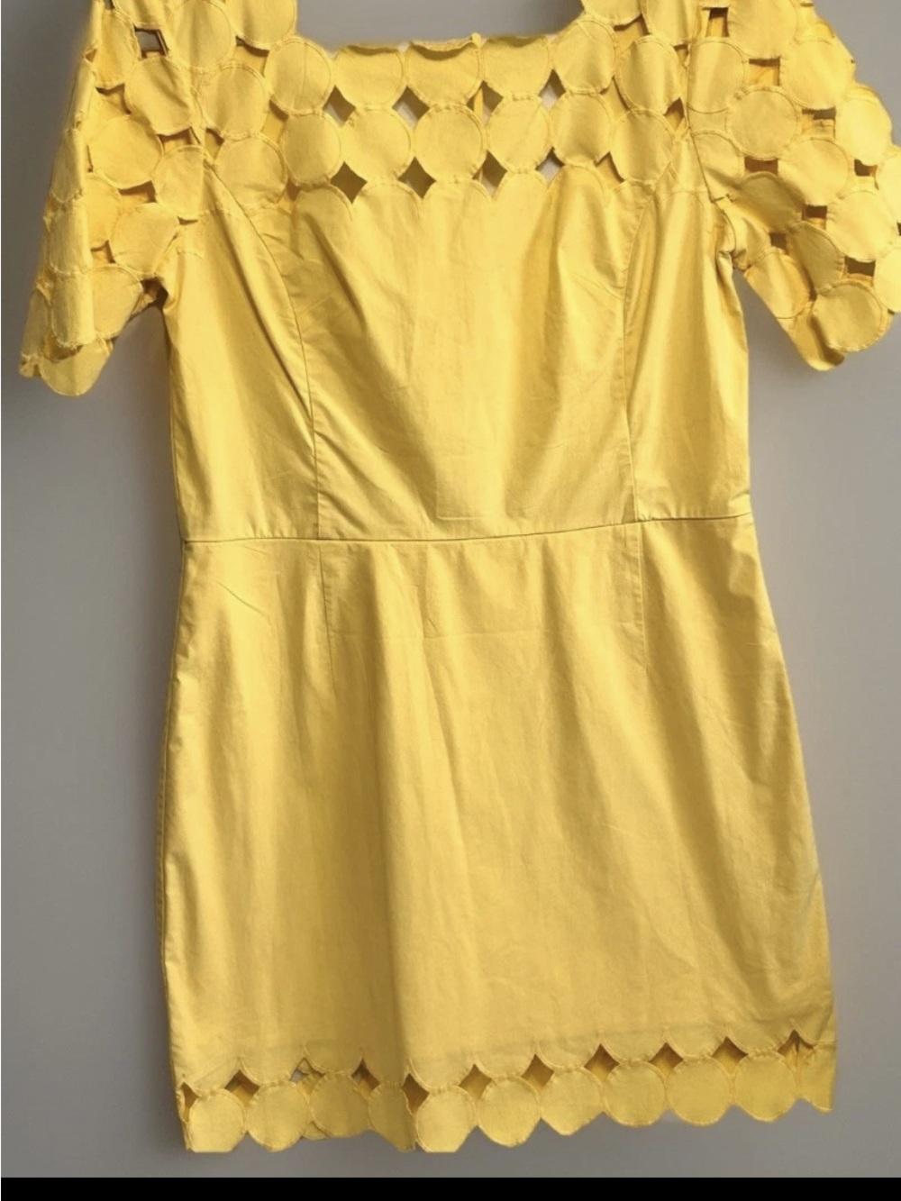 Anthropologie Cutwork Mini Shift Dress Size 14 Yellow,NWT